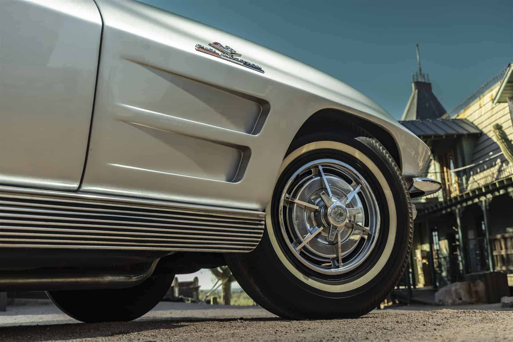 1963 Corvette Fuel Injection badge and wheel detail